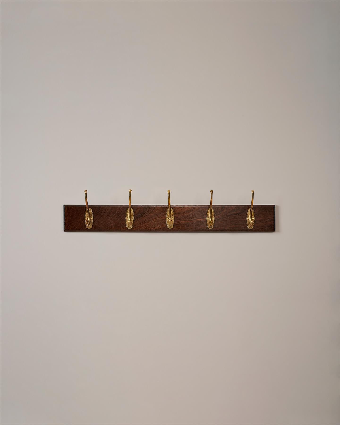 The Petite Parisian Café Hook Rack - 5 Hooks, Mahogany Finish