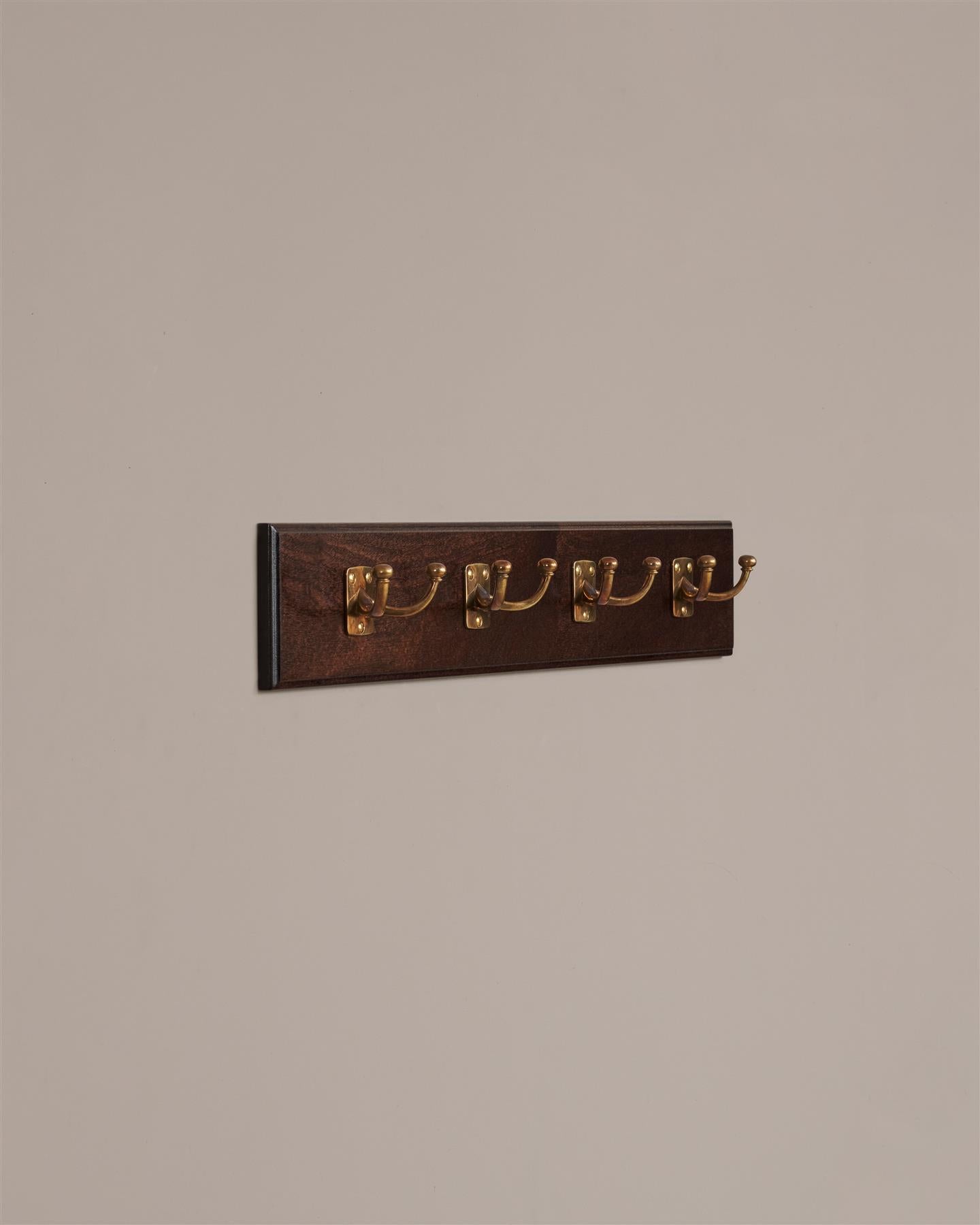 The Twin Edwardian Hook Rack - 4 Hooks, Mahogany Finish