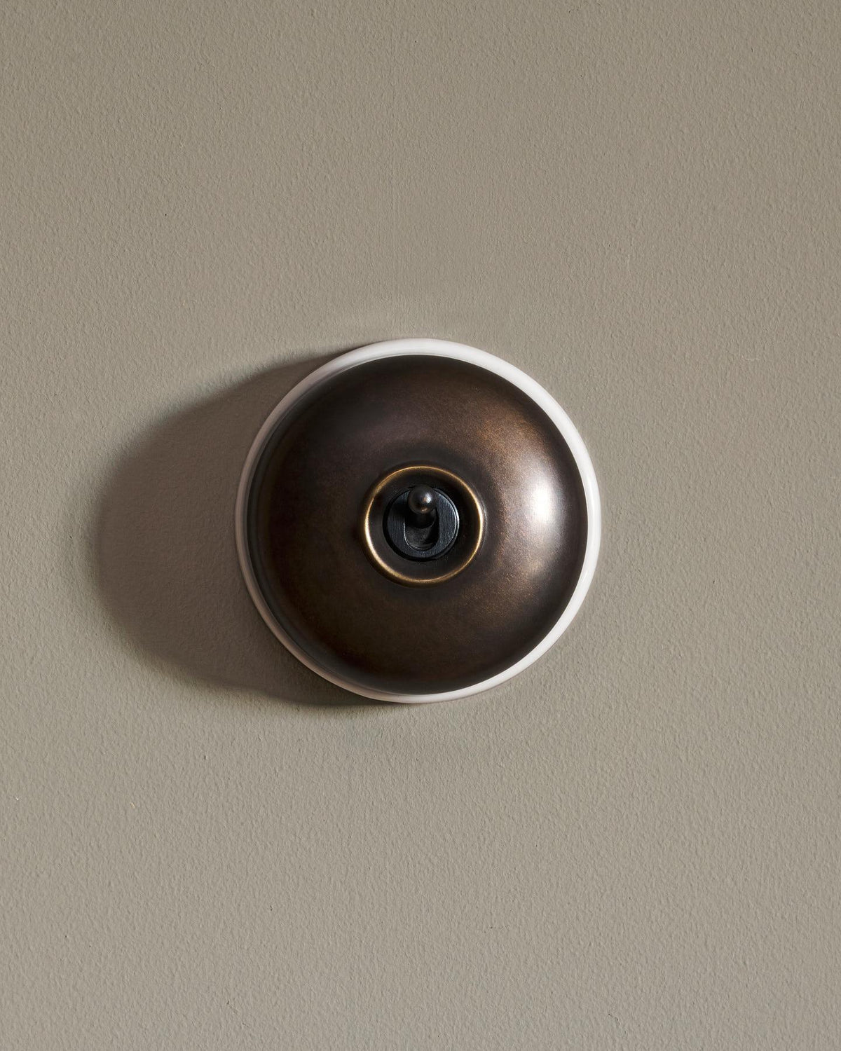 The Dolly Toggle Switch - Oxidised Brass, White Base, 2 Way TEST