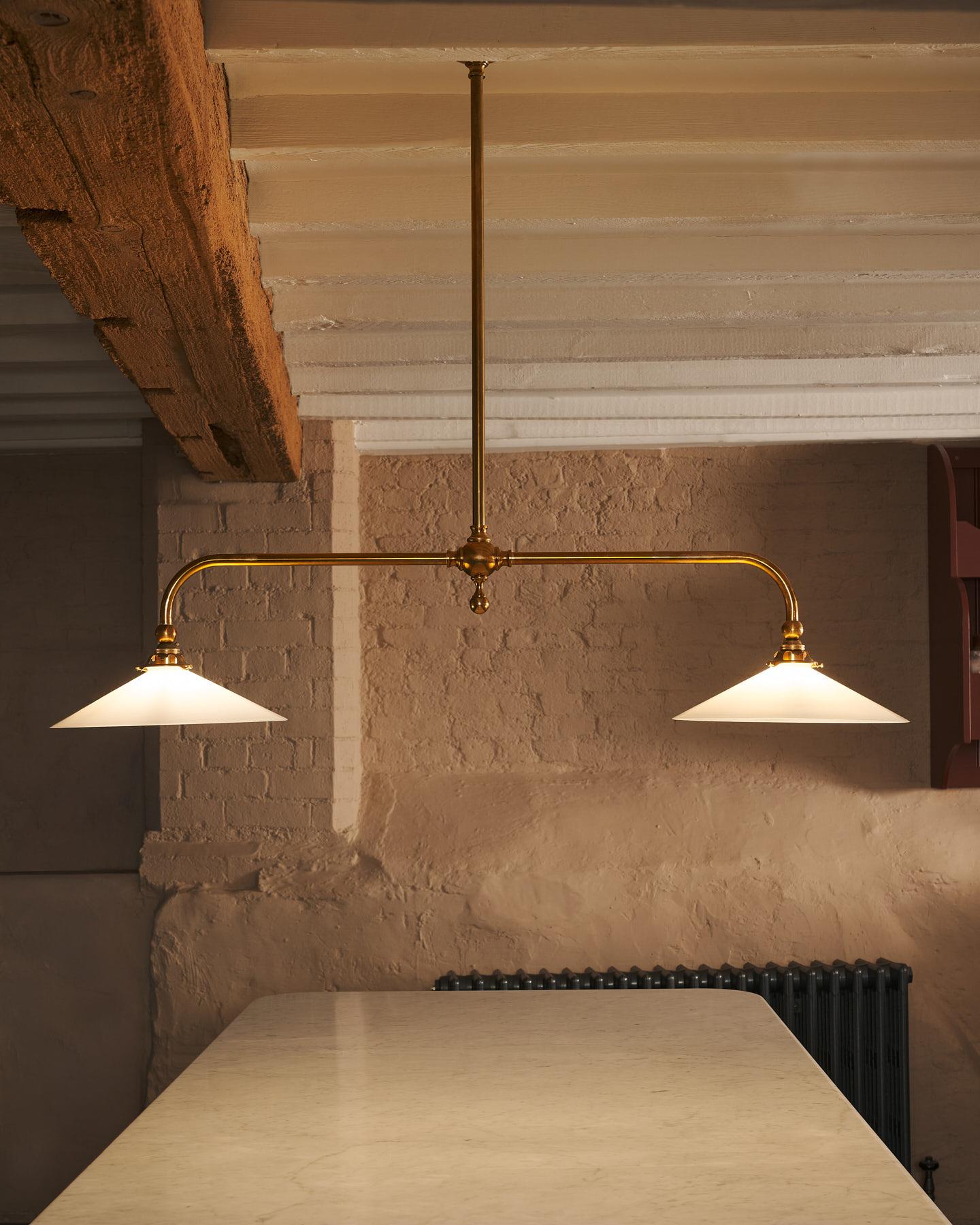 The Heirloom Gaselier Light with Milk Glass Shades - Medium