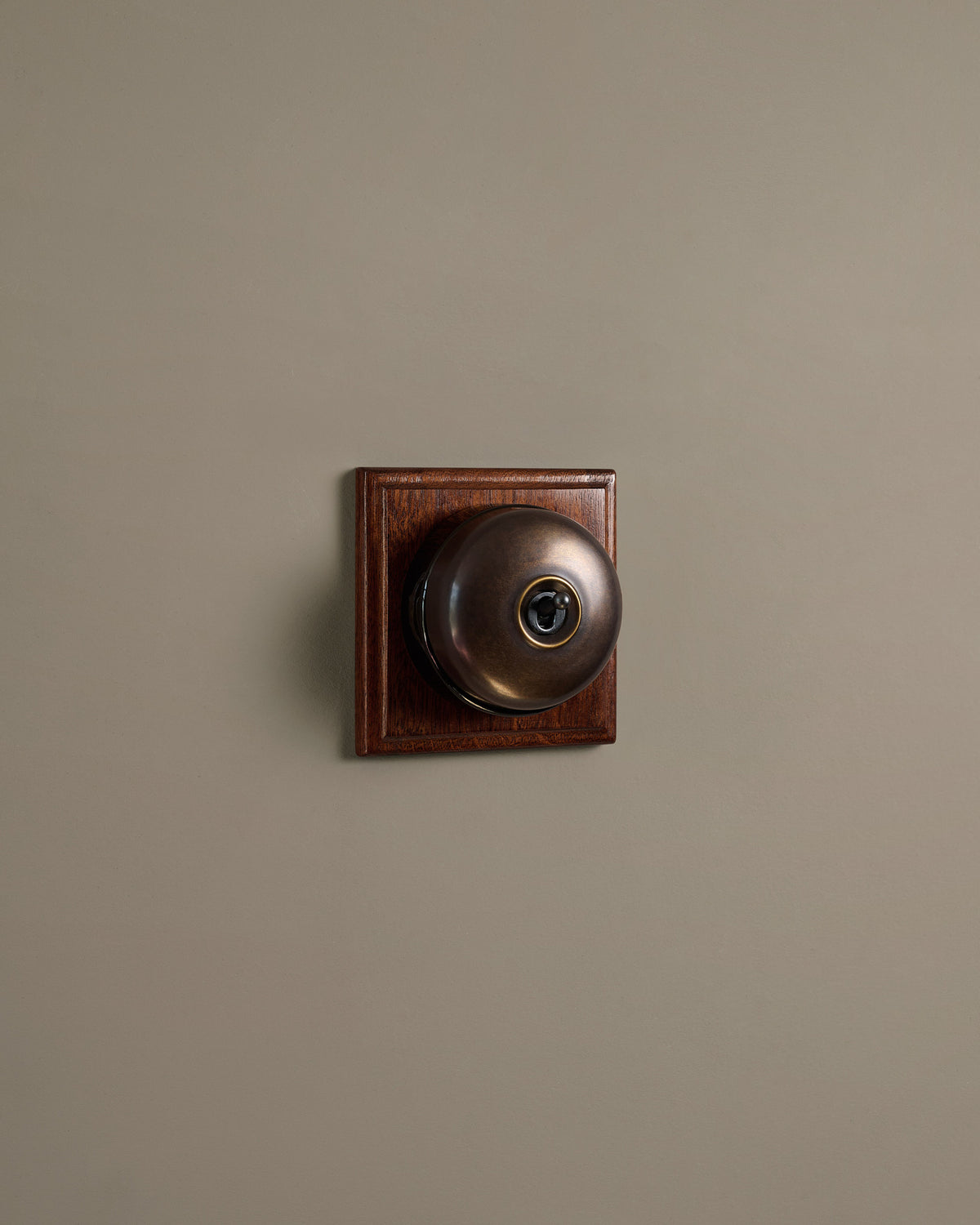 The Dolly Toggle Switch (1 Gang & Mahogany Finish Pattress) - Oxidised Brass with Black Base. TEST