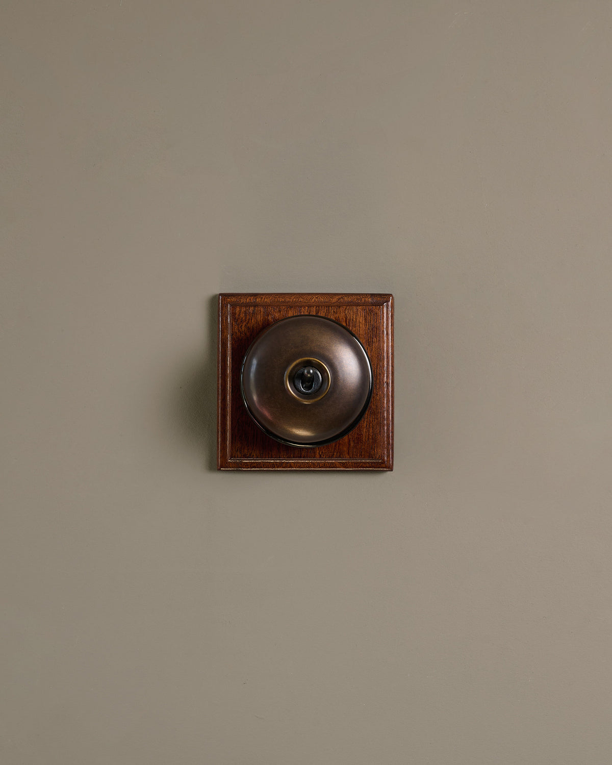 The Dolly Toggle Switch (1 Gang & Mahogany Finish Pattress) - Oxidised Brass with Black Base. TEST