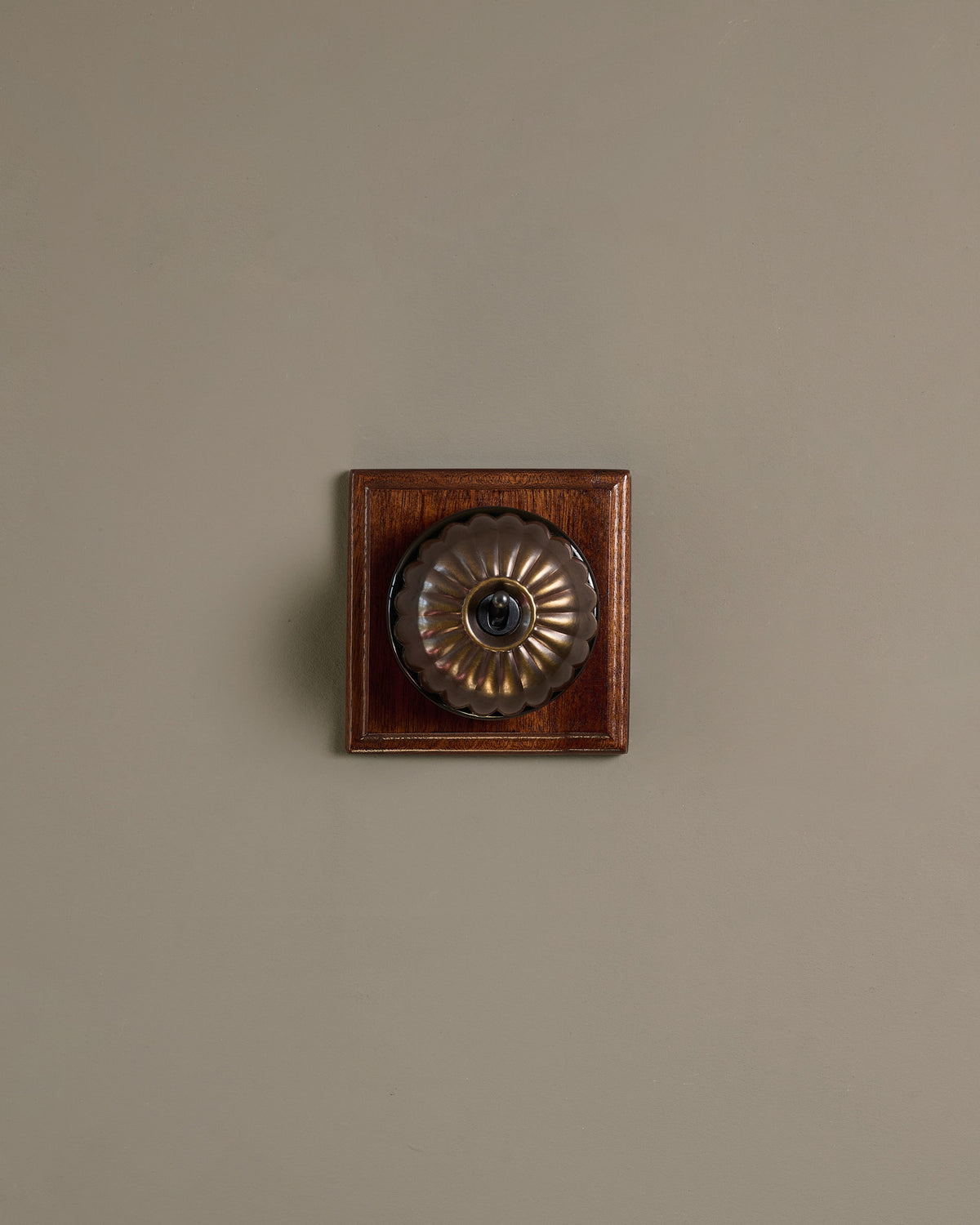 The Jelly Toggle Switch (1 Gang & Mahogany Finish Pattress) - Oxidised Brass with Black Base. TEST