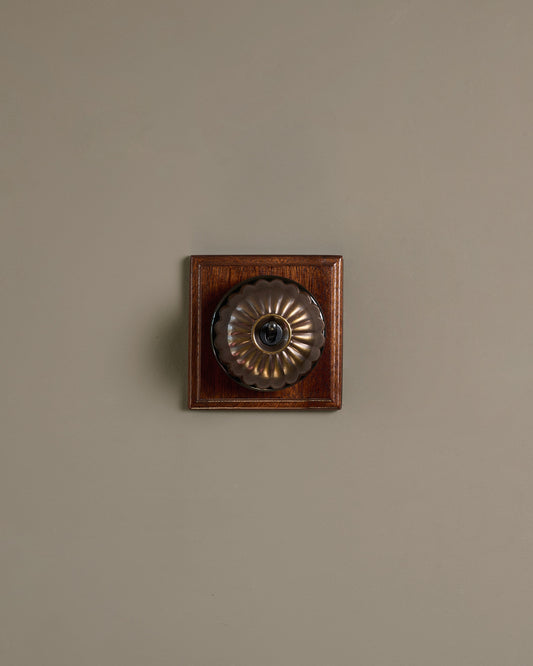 The Jelly Toggle Switch (1 Gang & Mahogany Finish Pattress) - Oxidised Brass with Black Base.