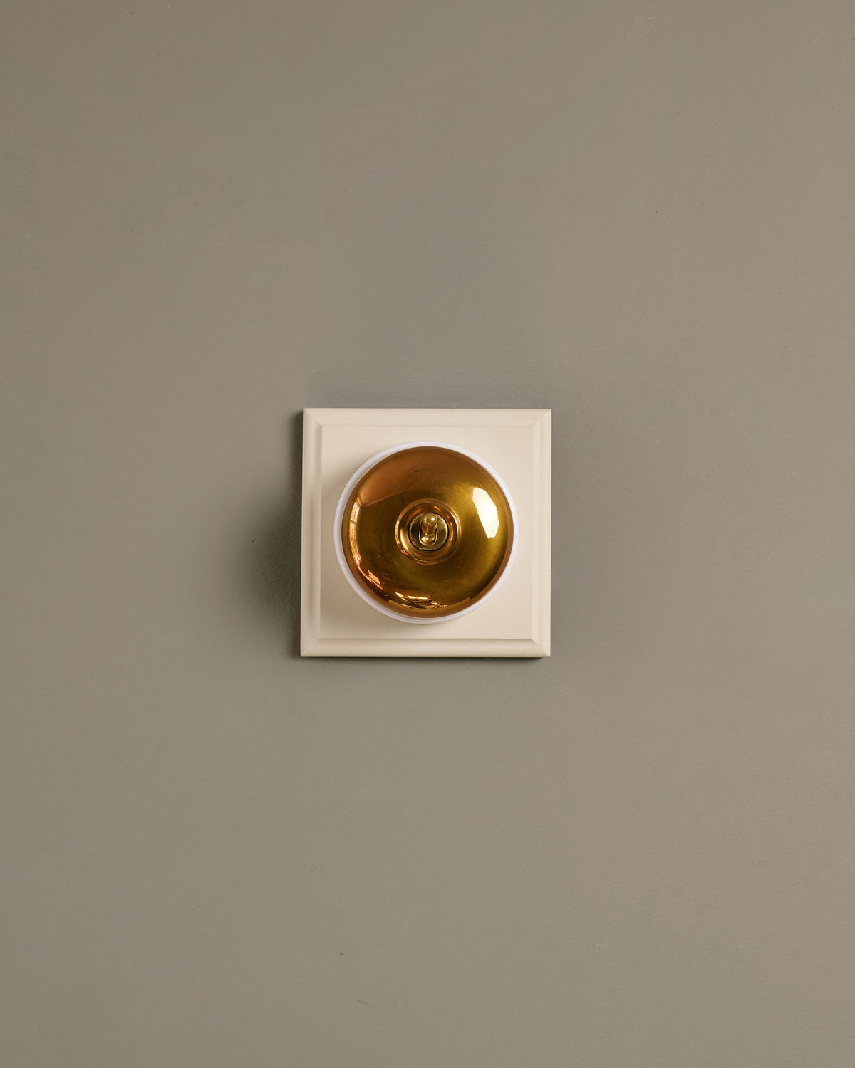 The Dolly Toggle Switch (1 Gang & Primed Maple Pattress) - Heirloom Brass with White Base. TEST