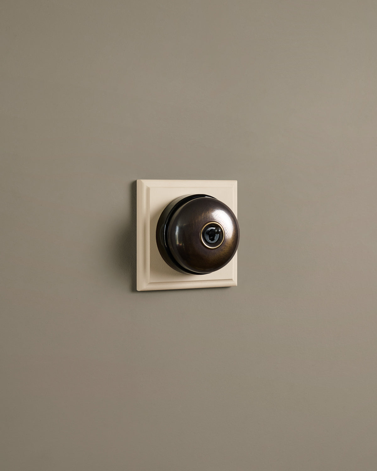 The Dolly Toggle Switch (1 Gang & Primed Maple Pattress) - Oxidised Brass with Black Base. TEST