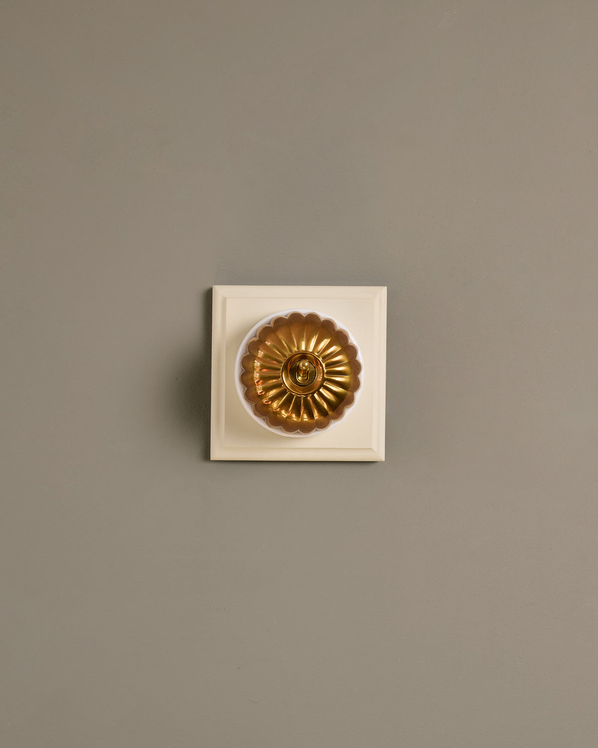 The Jelly Toggle Switch (1 Gang & Primed Maple Pattress) - Heirloom Brass with White Base. TEST