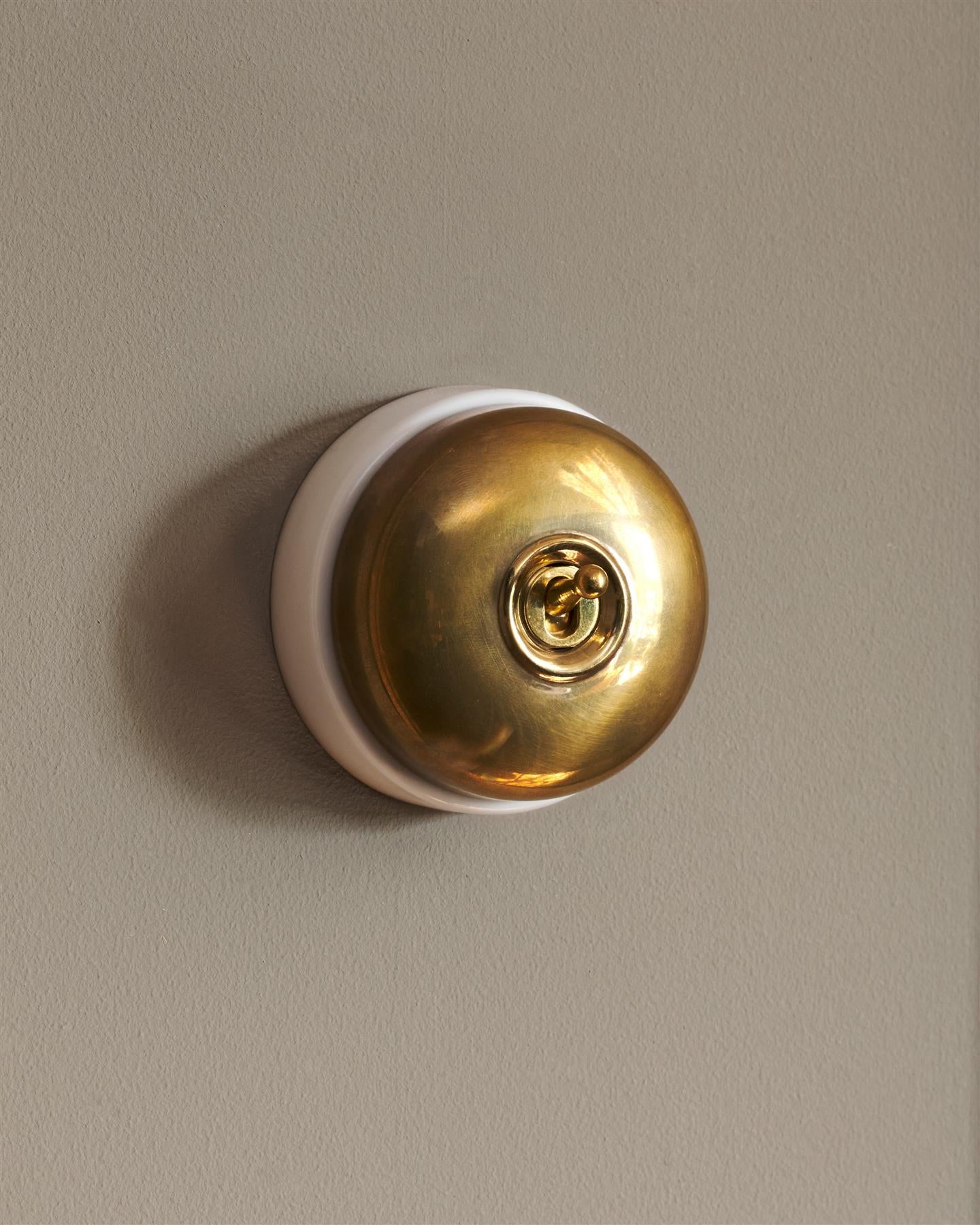 The Dolly Toggle Switch - Heirloom Brass, White Base, 2 Way