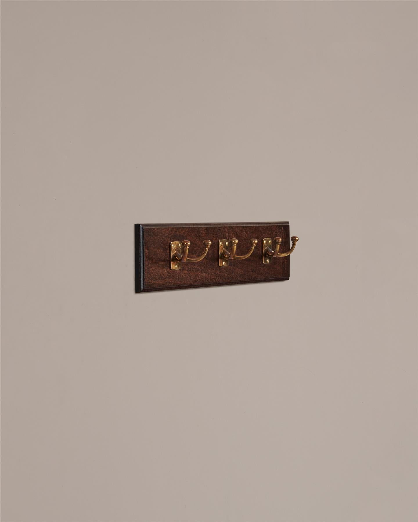 The Twin Edwardian Hook Rack - 3 Hooks, Mahogany Finish