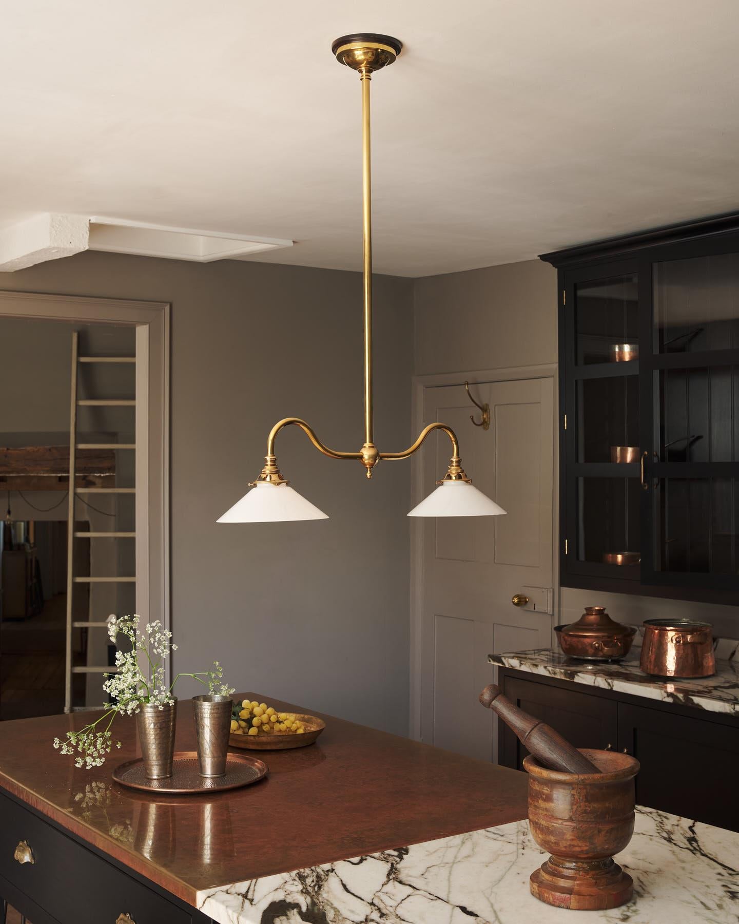 The Petite Heirloom Gaselier Light with Milk Glass Shades - Medium
