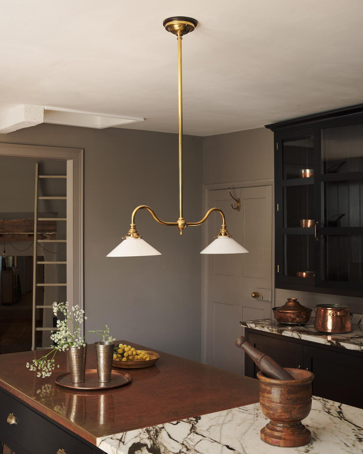 The Petite Heirloom Gaselier Light with Milk Glass Shades - Medium TEST