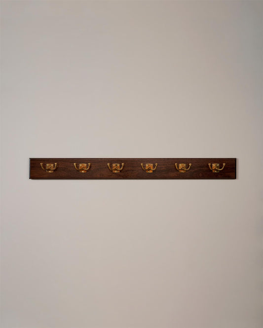 The Twin Edwardian Hook Rack - 6 Hooks, Mahogany Finish