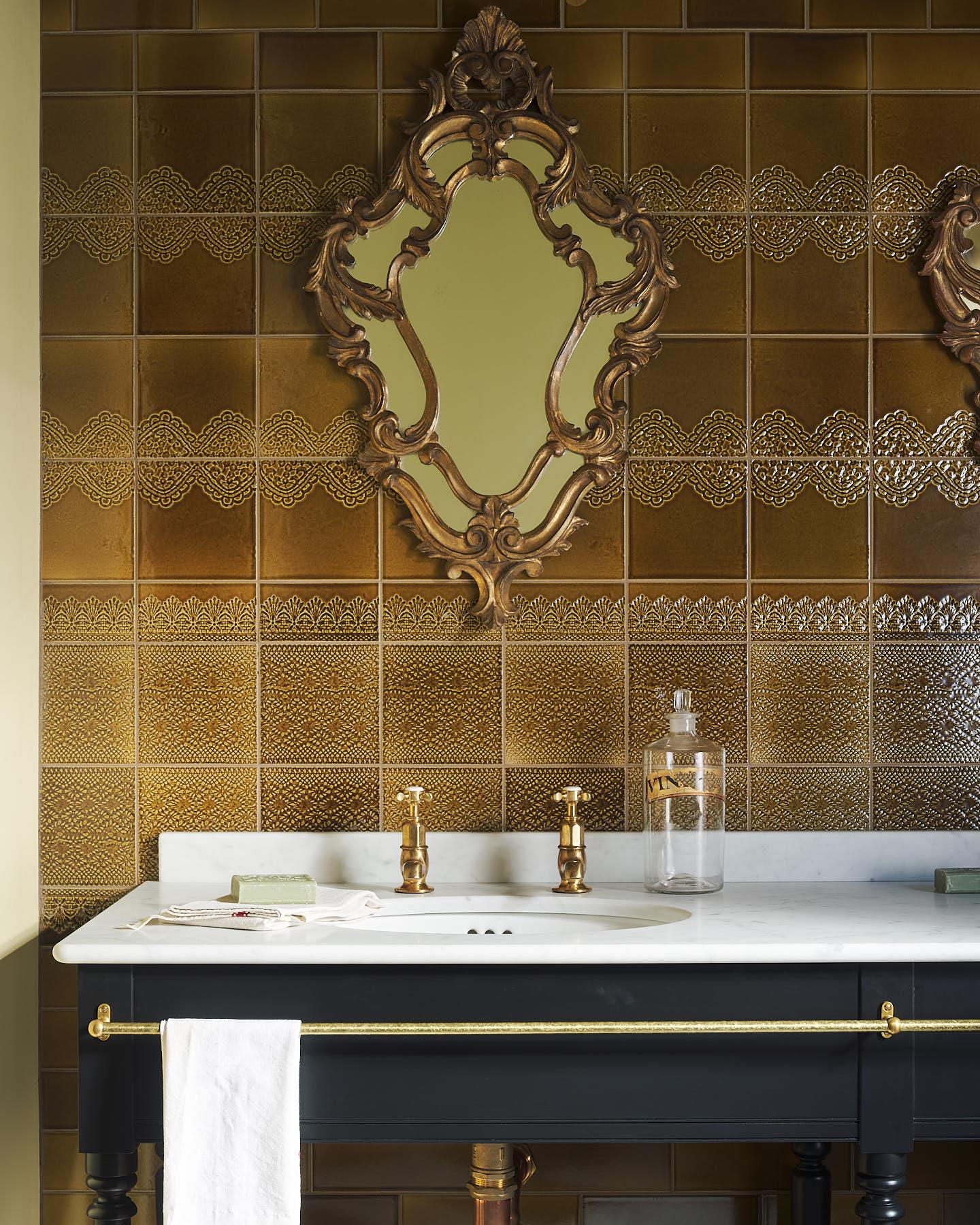 Sepia Lace Market Tiles - Plain Metro