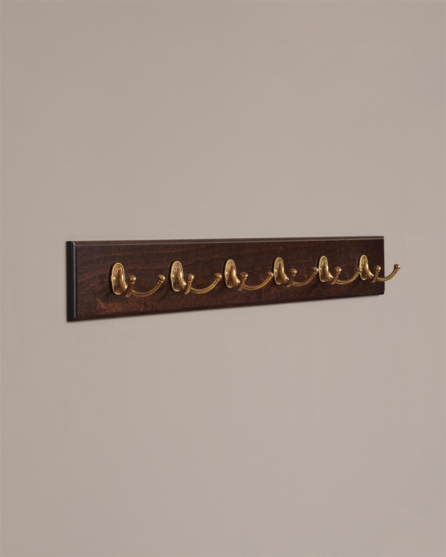 The Twin Parisian Café Hook Rack - 6 Hooks, Mahogany Finish