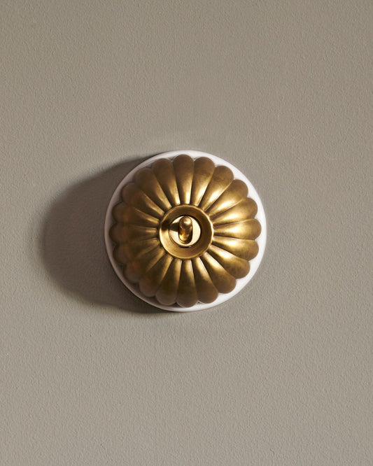 The Jelly Toggle Switch - Aged Brass, White Base, 2 Way
