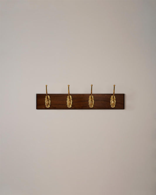 The Grand Parisian Café Hook Rack - 4 Hooks, Mahogany Finish