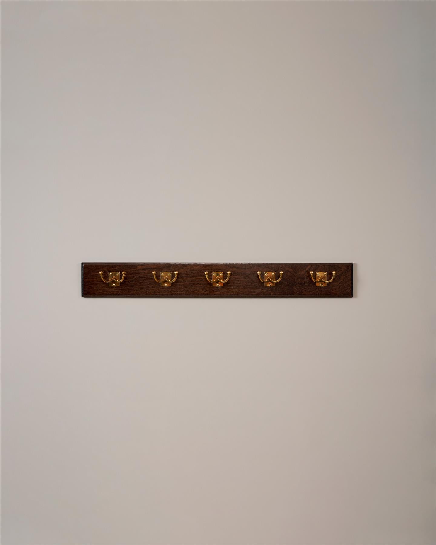 The Twin Edwardian Hook Rack - 5 Hooks, Mahogany Finish