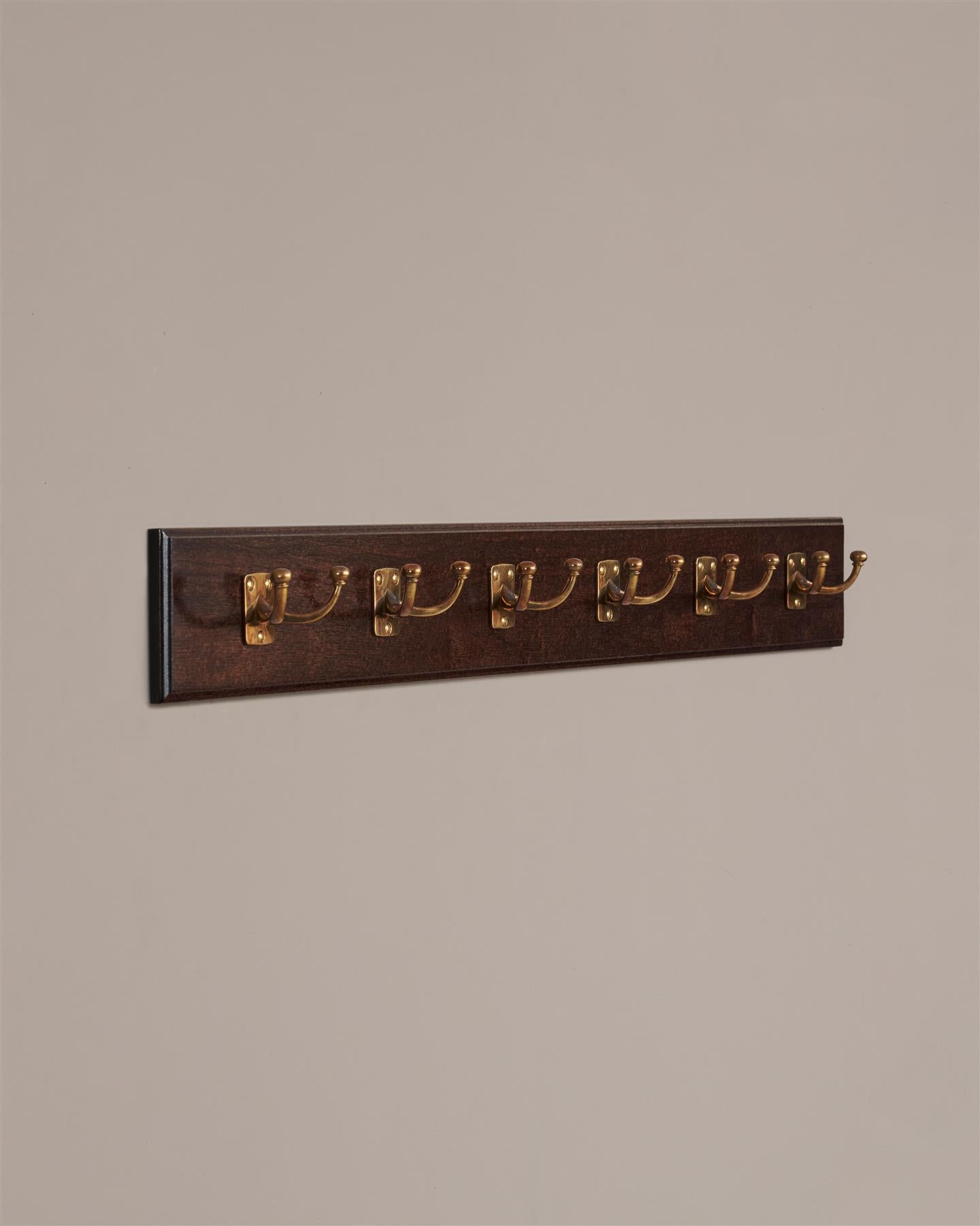 The Twin Edwardian Hook Rack - 6 Hooks, Mahogany Finish