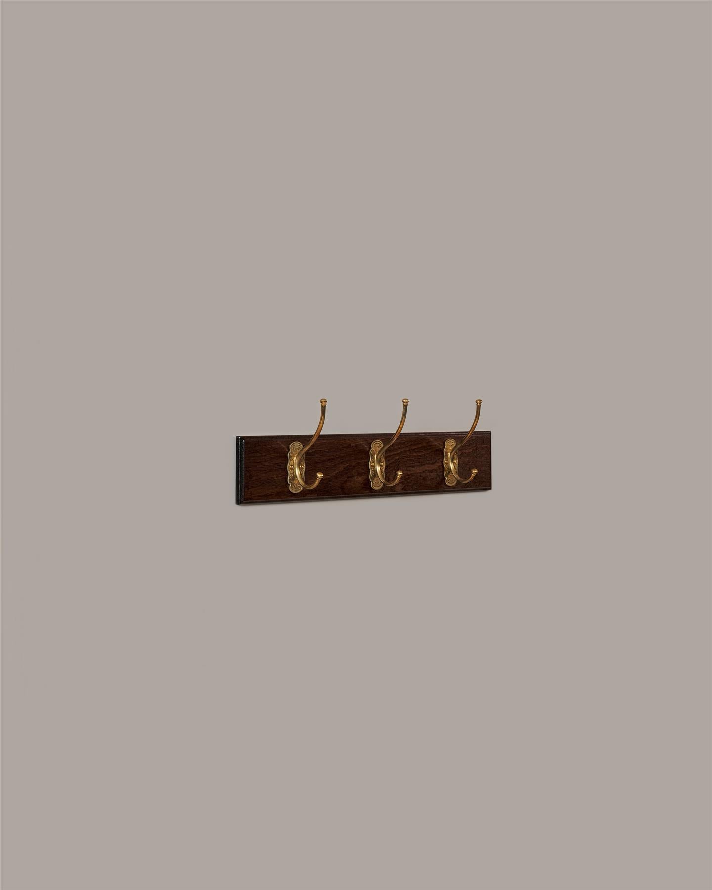 The Petite Parisian Café Hook Rack - 3 Hooks, Mahogany Finish