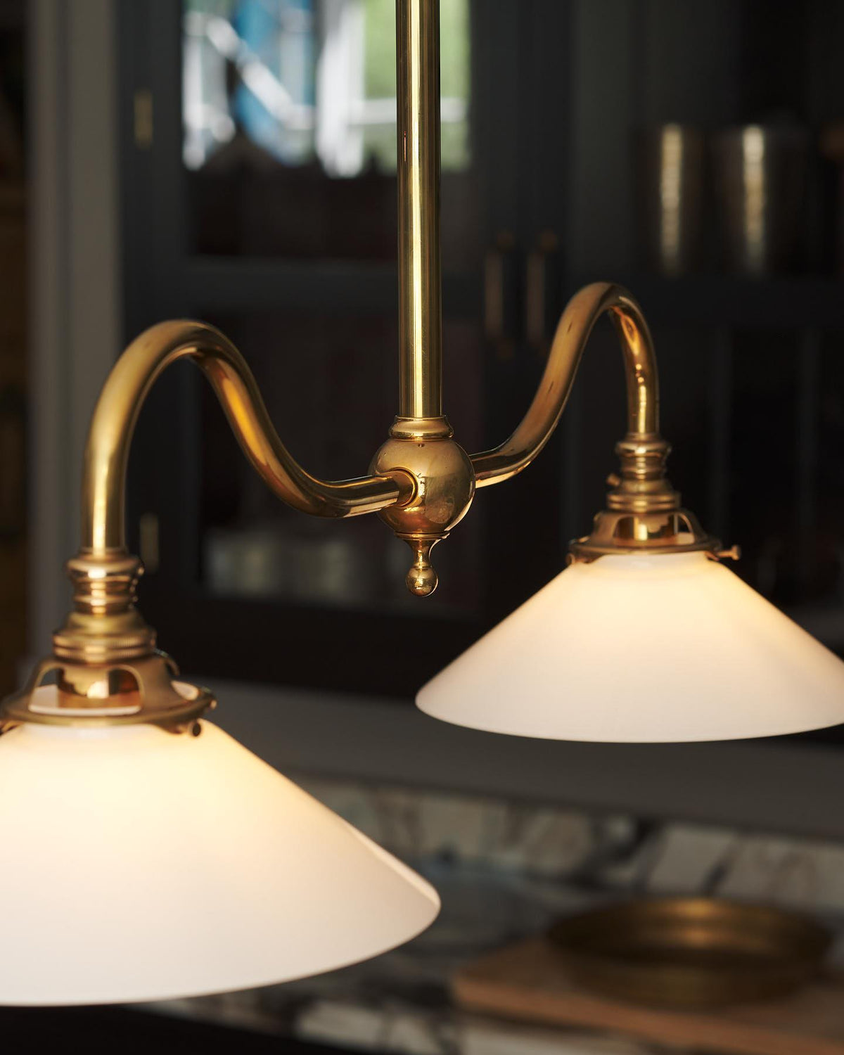The Petite Heirloom Gaselier Light with Milk Glass Shades - Short TEST