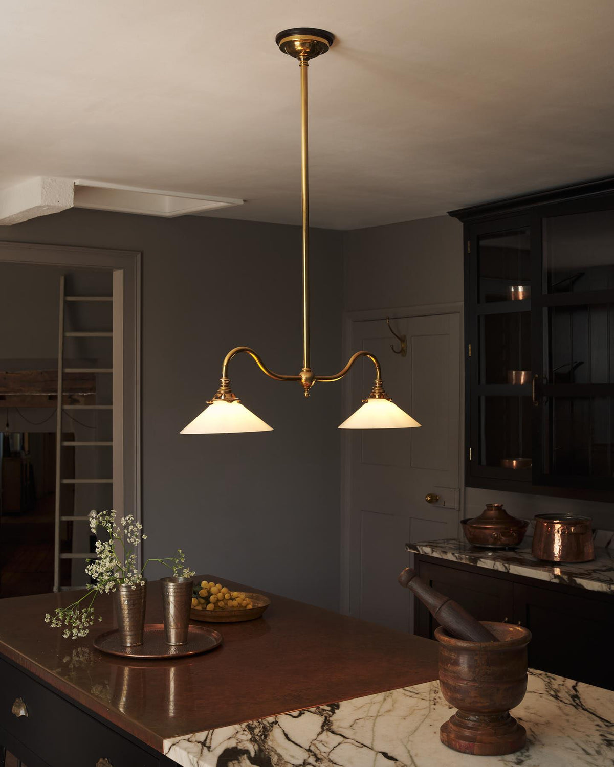 The Petite Heirloom Gaselier Light with Milk Glass Shades - Short TEST