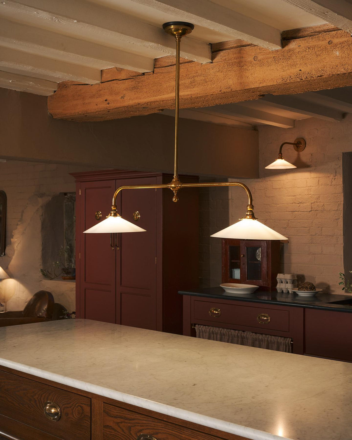 The Heirloom Gaselier Light with Milk Glass Shades - Medium TEST