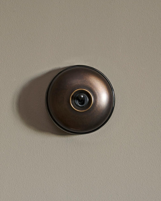 The Dolly Toggle Switch - Oxidised Brass, Black Base, Single Way Retract