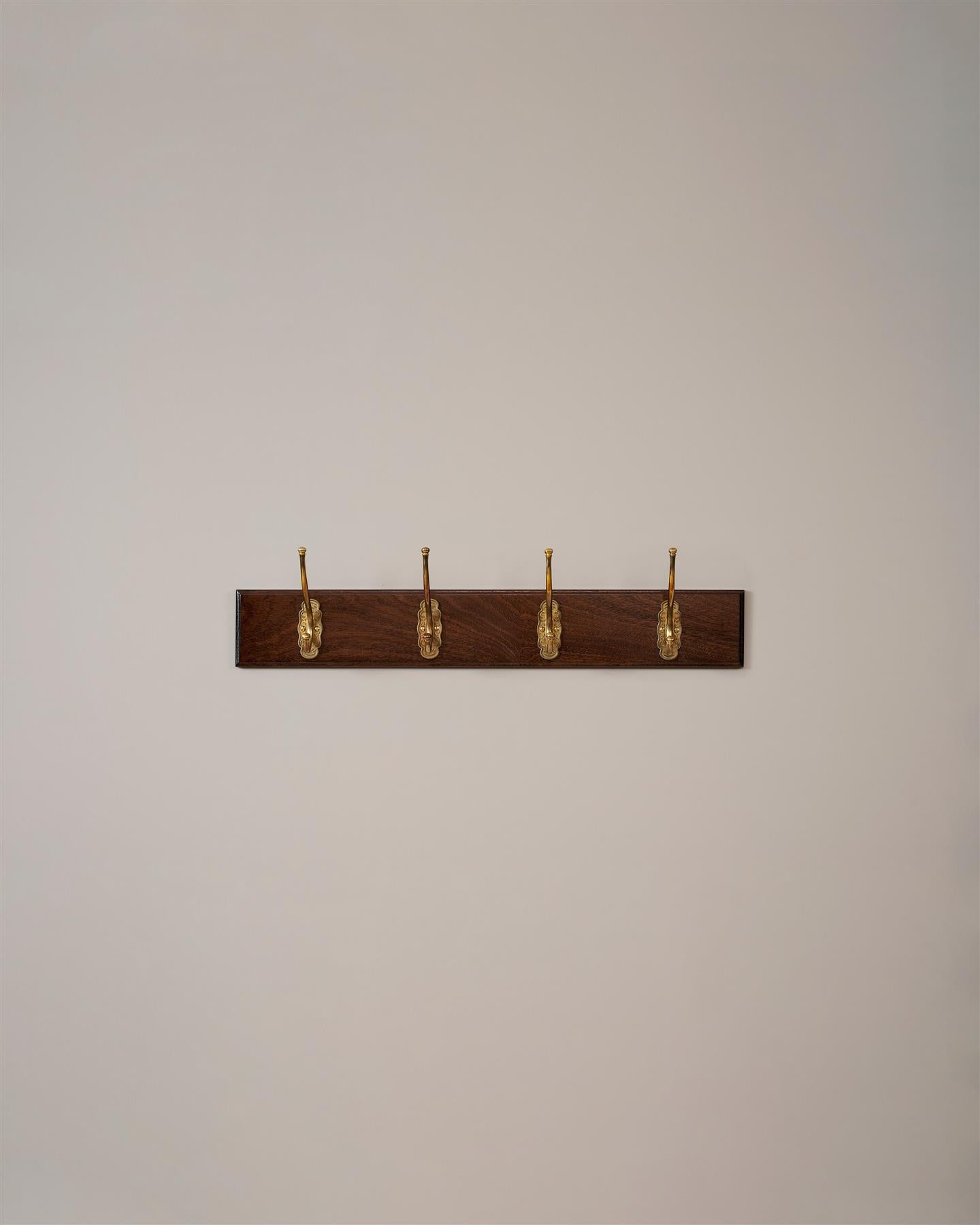 The Petite Parisian Café Hook Rack - 4 Hooks, Mahogany Finish