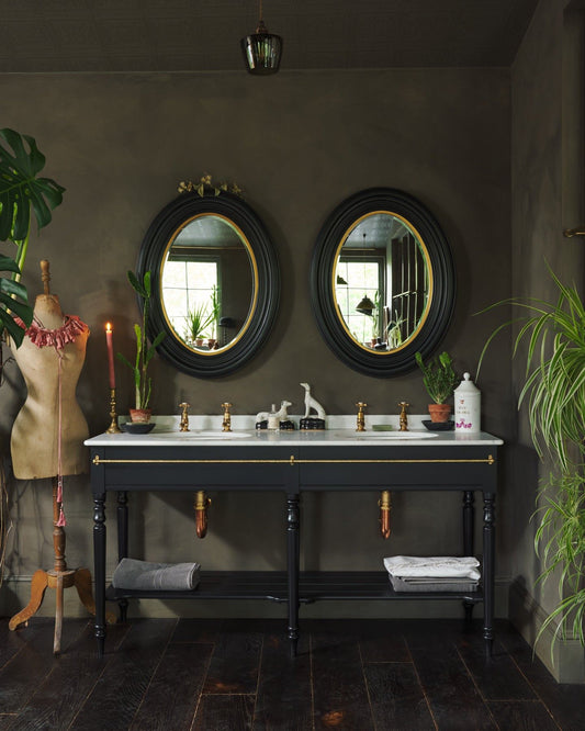 The Victorian Washstand - Pillar Taps, Twin, Princelet Pink, Marble Worktop