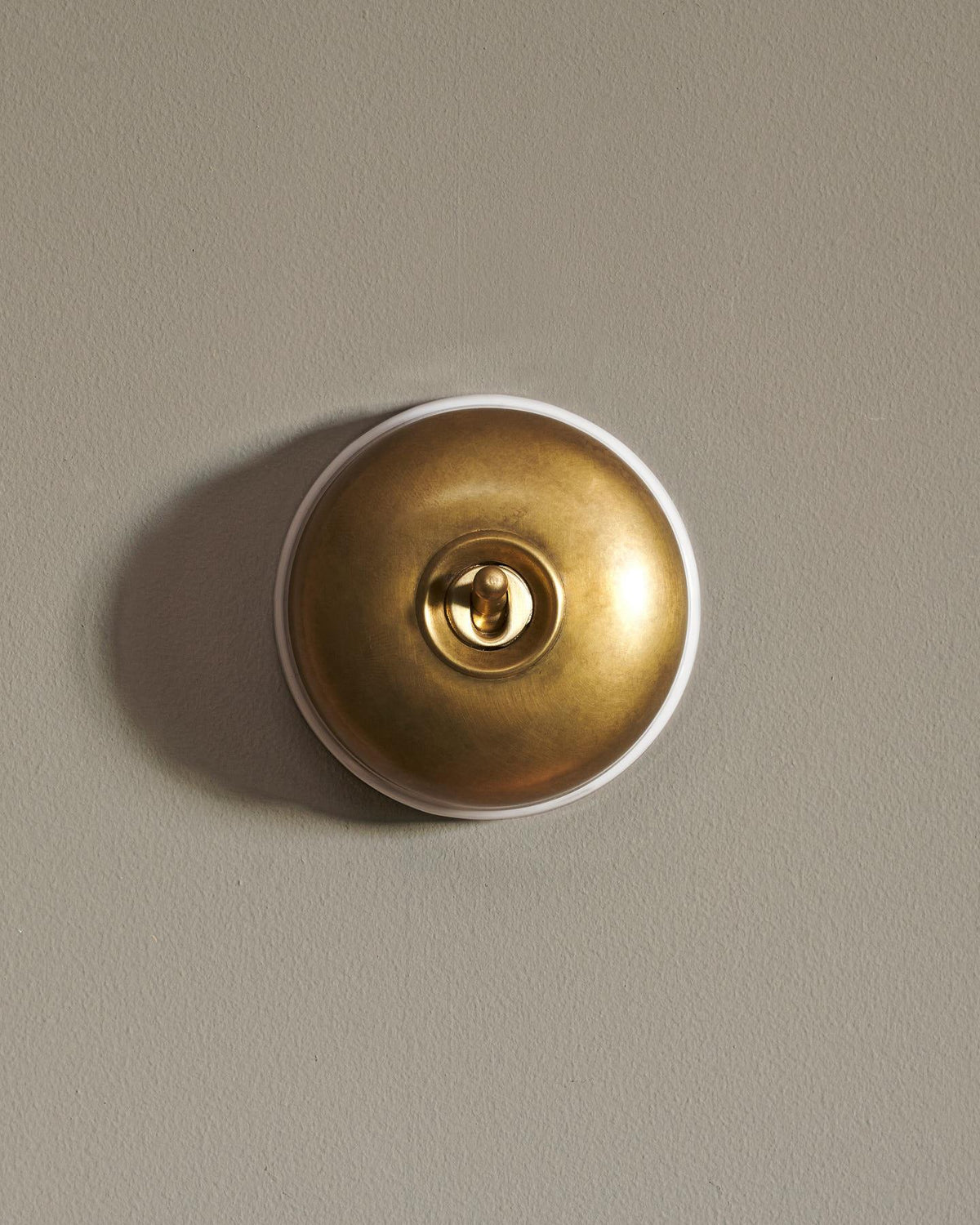 The Dolly Toggle Switch - Aged Brass, White Base, 2 Way TEST
