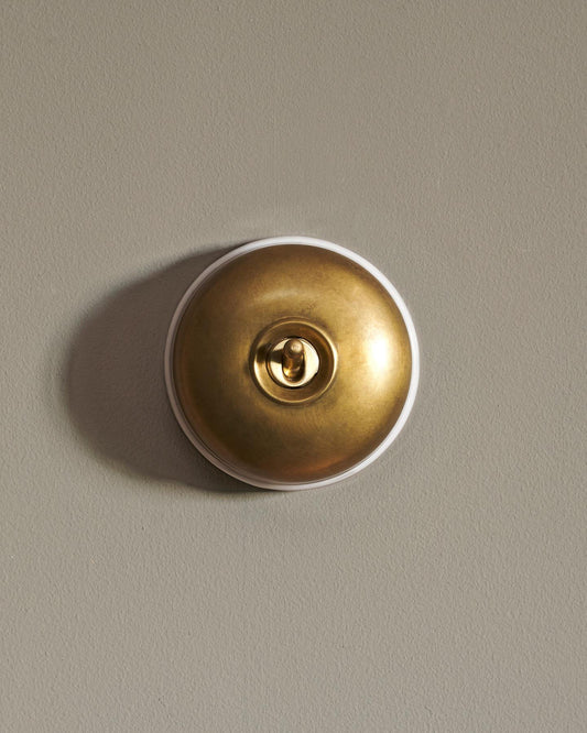 The Dolly Toggle Switch - Aged Brass, White Base, 2 Way
