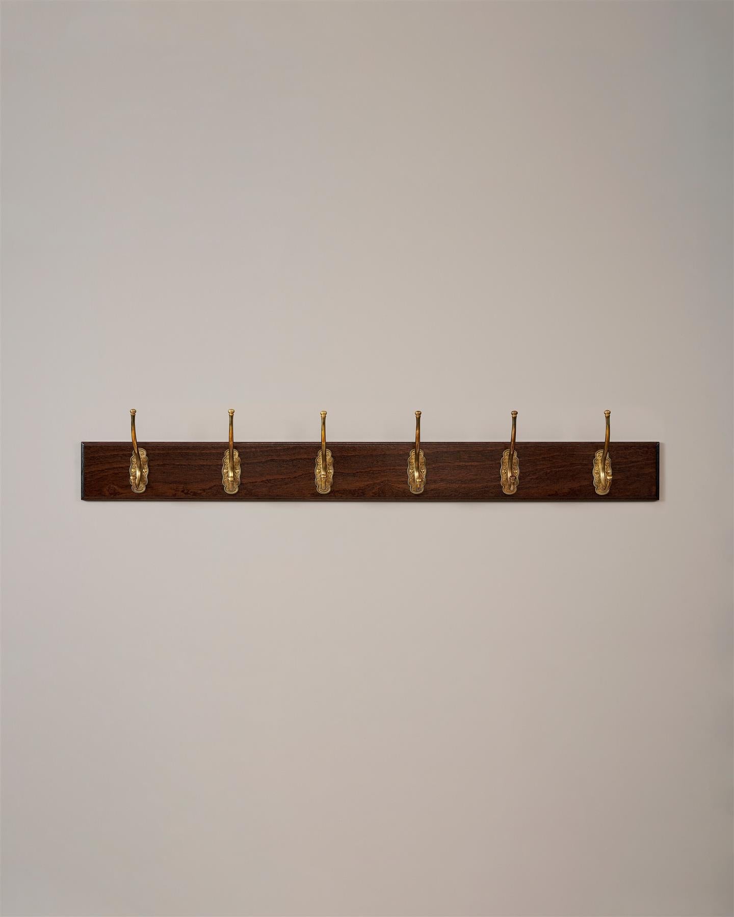 The Petite Parisian Café Hook Rack - 6 Hooks, Mahogany Finish