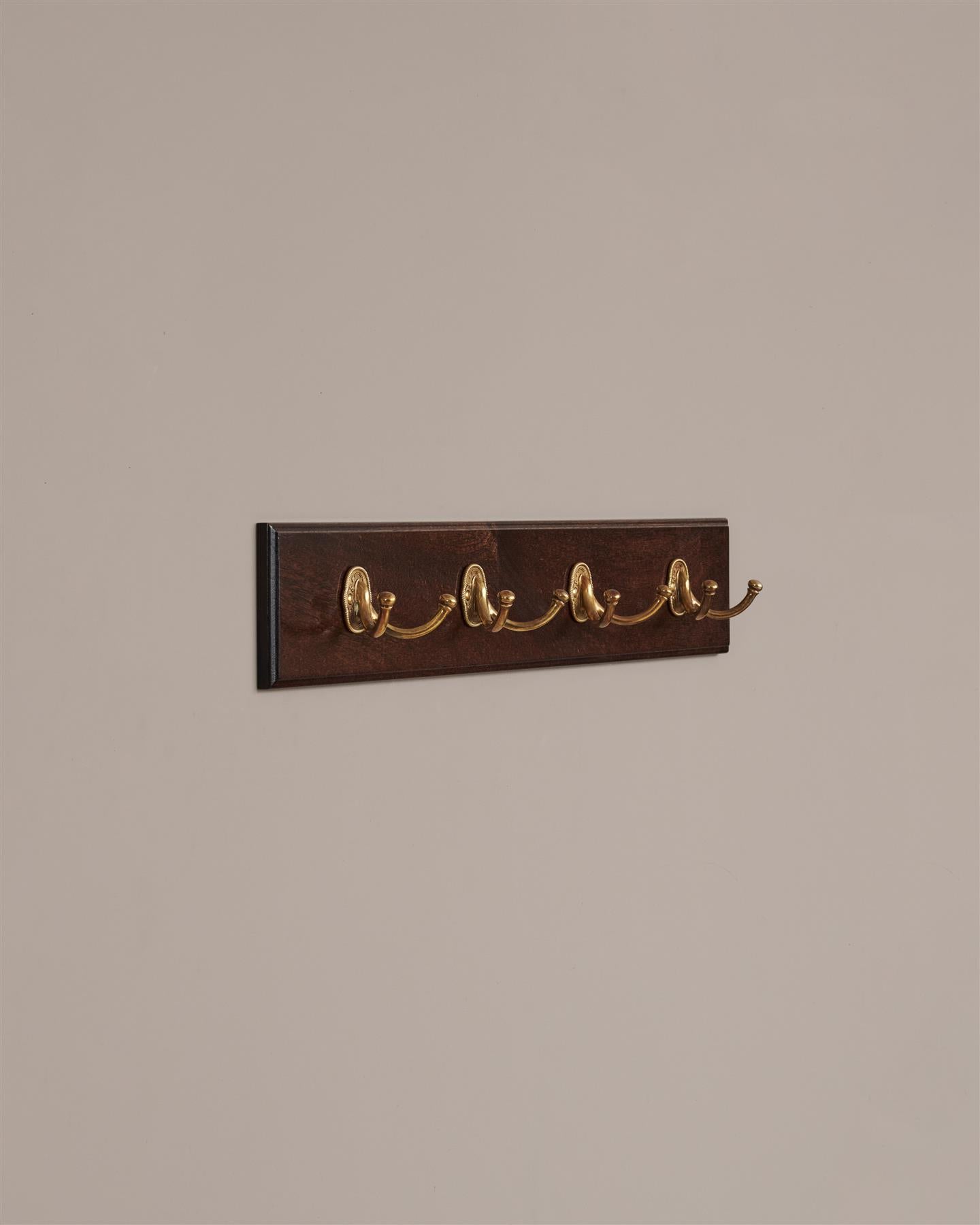 The Twin Parisian Café Hook Rack - 4 Hooks, Mahogany Finish