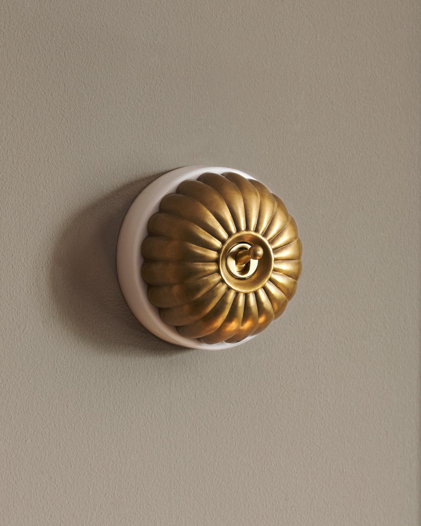 The Jelly Toggle Switch - Aged Brass, White Base, 2 Way