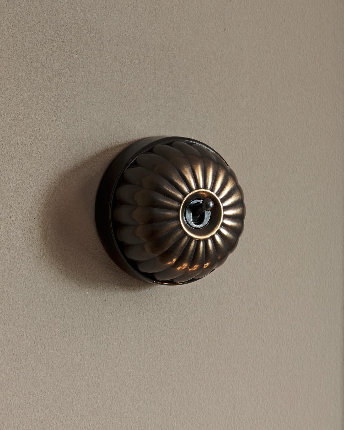 The Jelly Toggle Switch - Oxidised Brass, Black Base, 2 Way