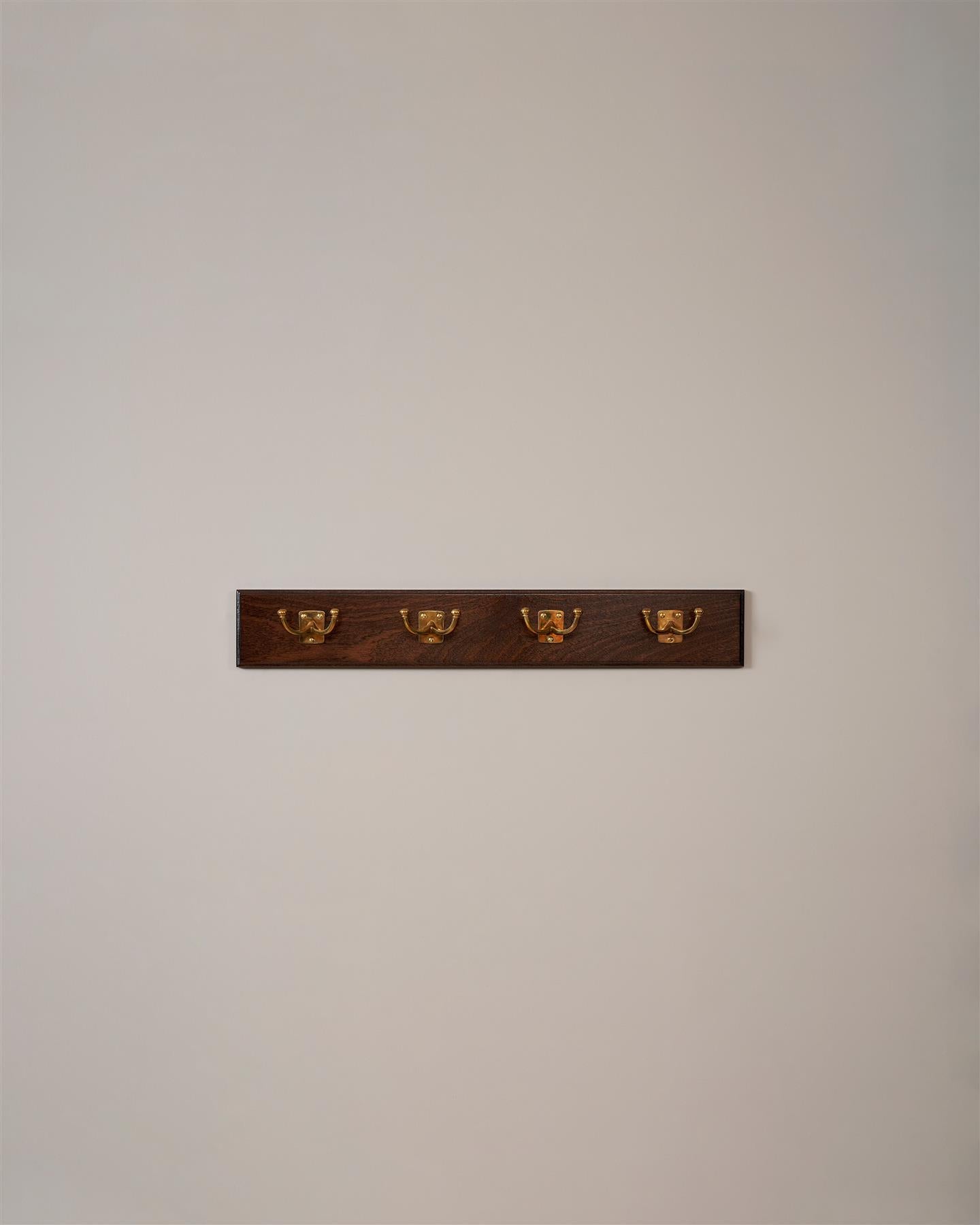 The Twin Edwardian Hook Rack - 4 Hooks, Mahogany Finish