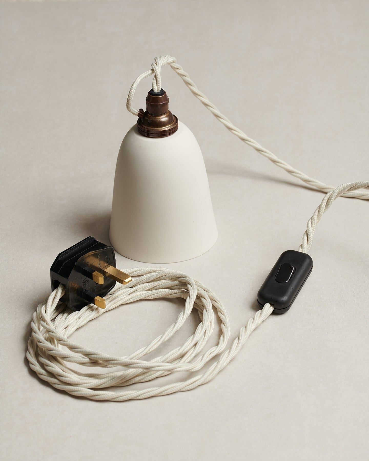 Large Wide Pleat Porcelain Plug-in Light