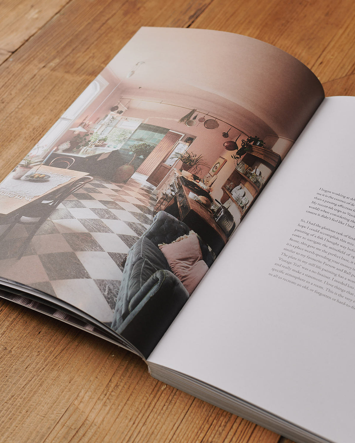 An oblique view of the deVOL brochure featuring the Creative Director's Classic English Kitchen on the left hand-side of the double page spread.