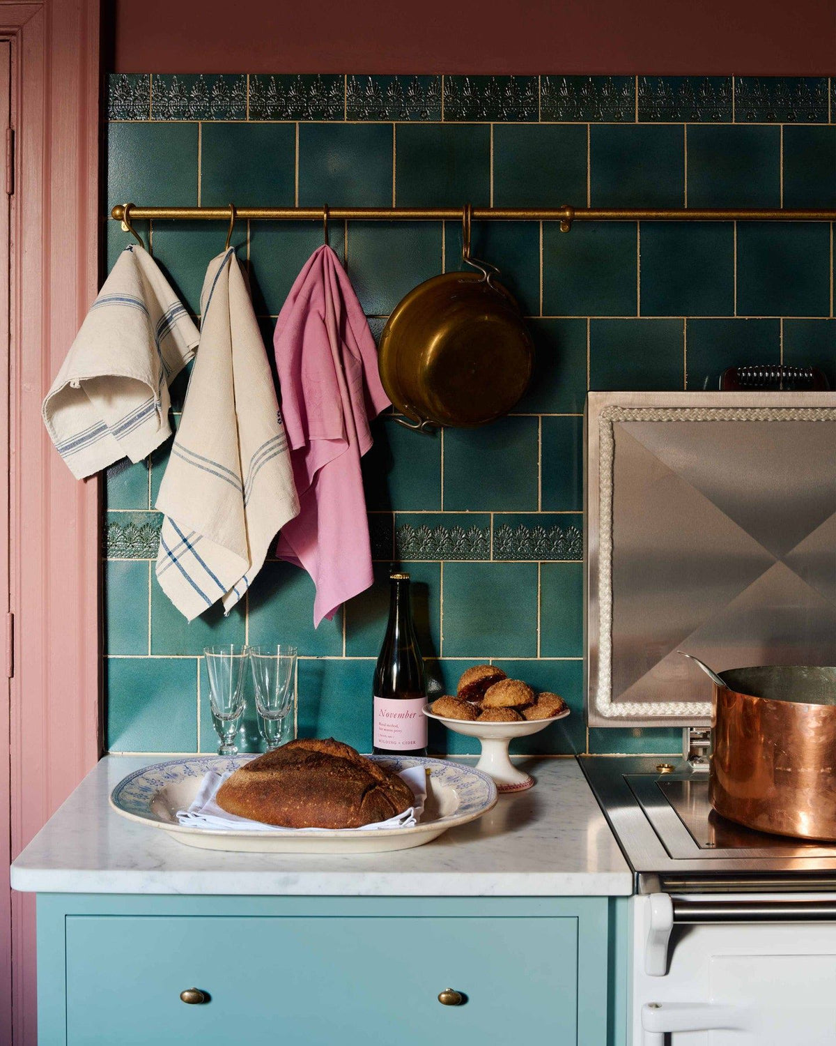 Vintage Teal Lace Market Tiles - Plain Metro TEST